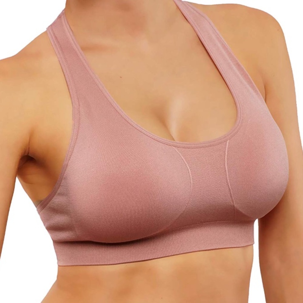 Stylish T- Back design sports bra in light pink